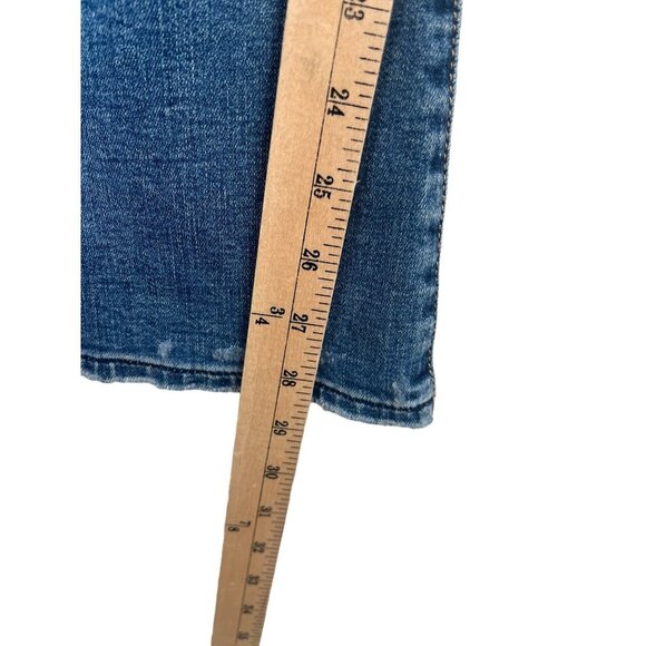 American Eagle Super High rise Flare raw hem distressed jeans sz 18S - Picture 7 of 11